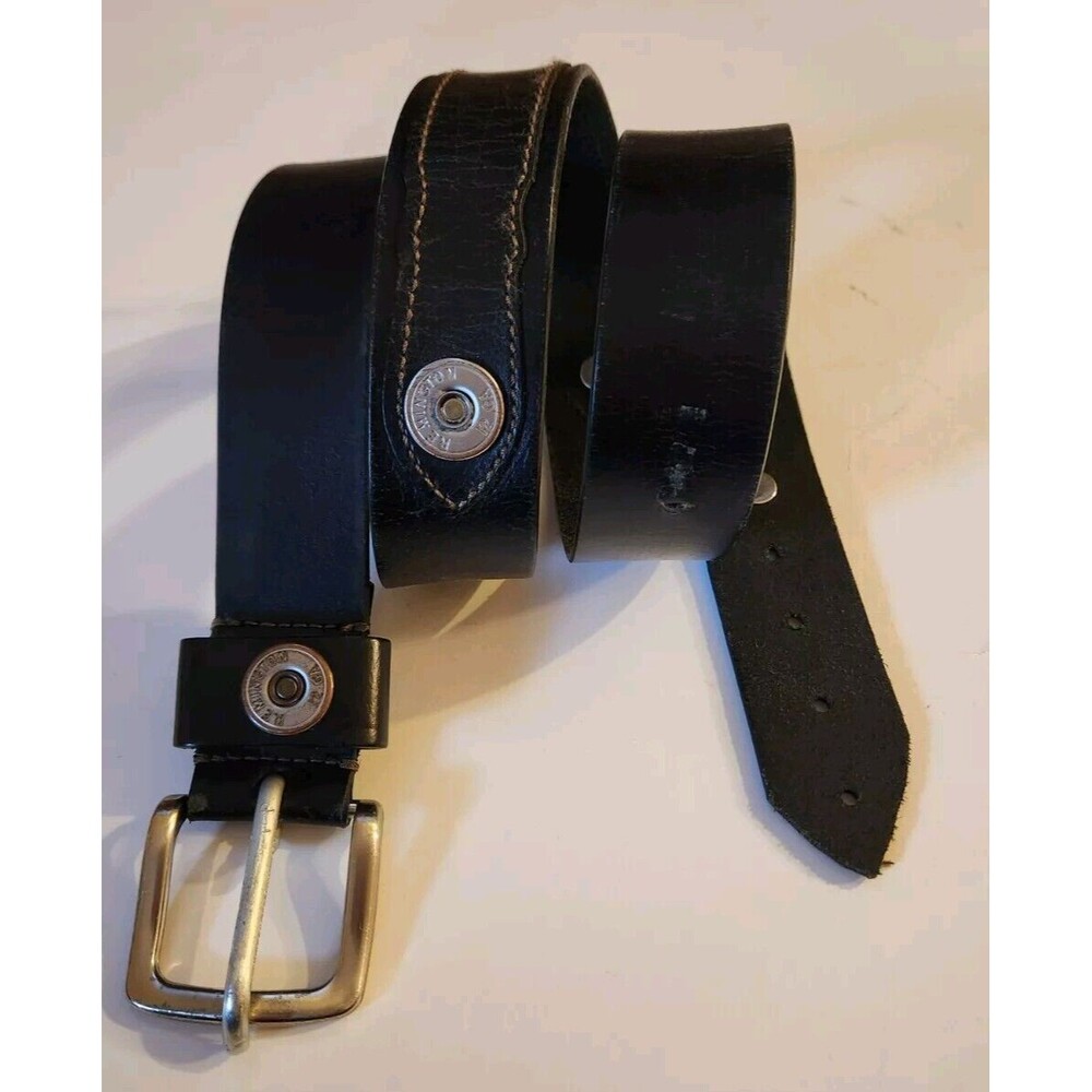 Vintage Remington Belt Mens Sz 44 Black Genuine Leather 12GA Shotgun Shell